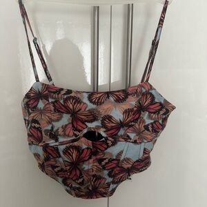 Butterfly print corset top